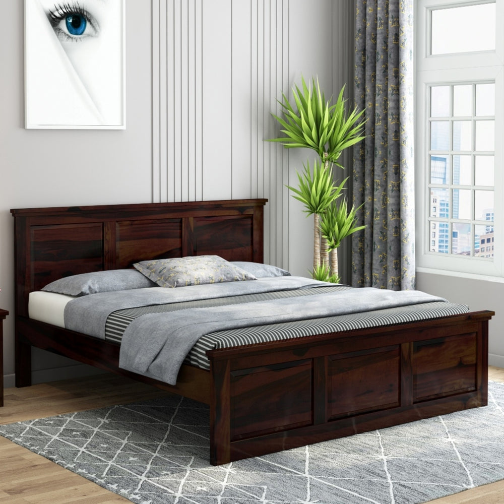 Stainfleld Solid Wood King Size Bed In Walnut Finish