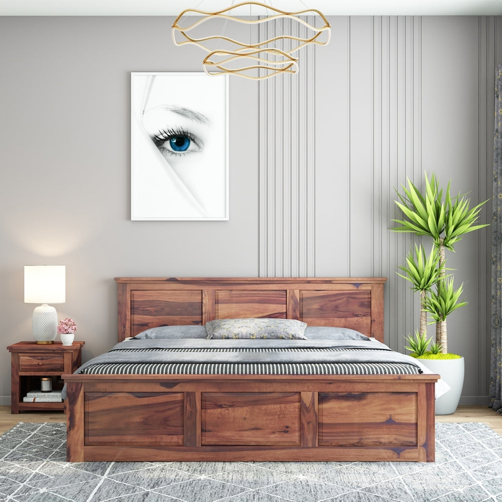 Stainfleld Solid Wood Queen Size Bed In Teak Finish