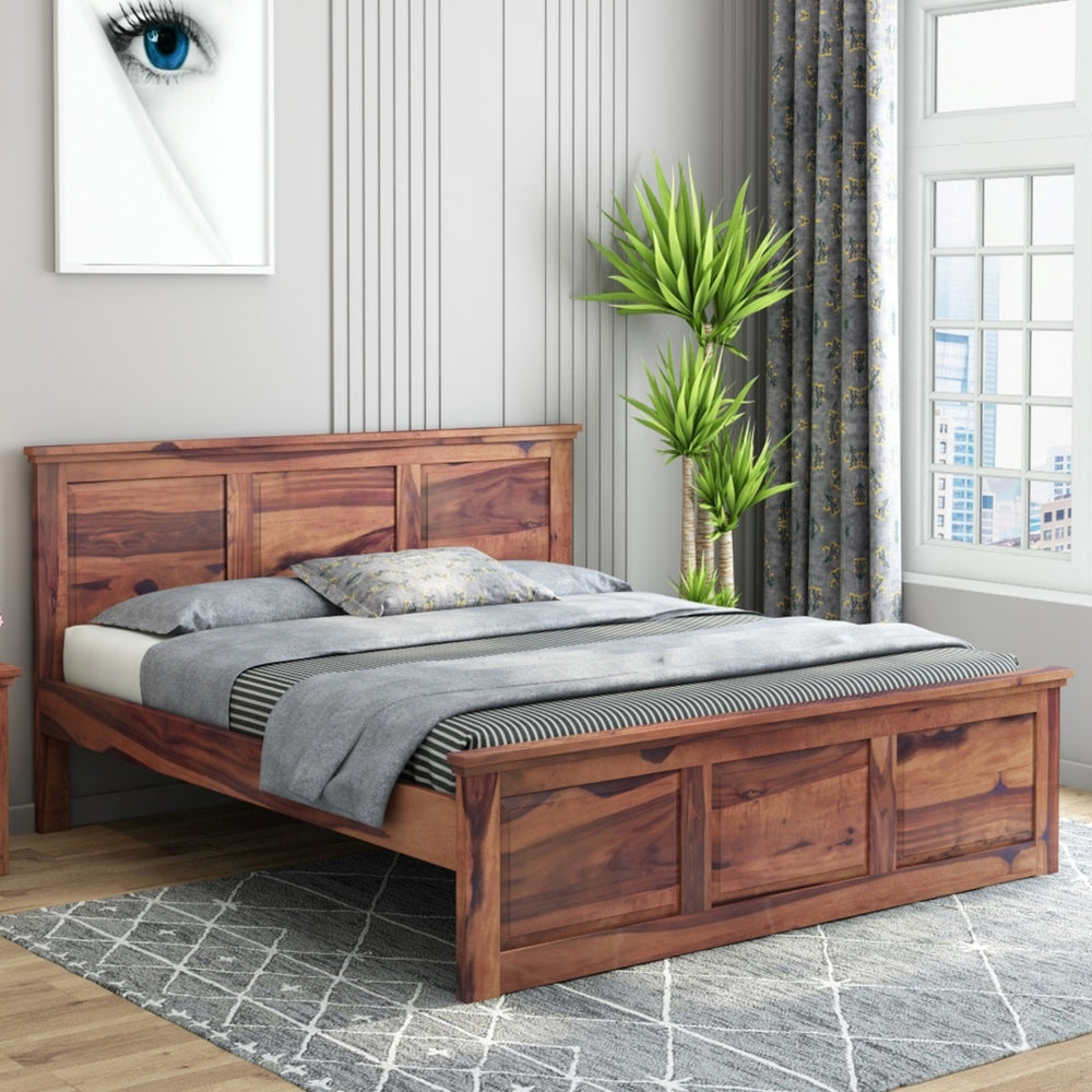 Stainfleld Solid Wood Queen Size Bed In Teak Finish