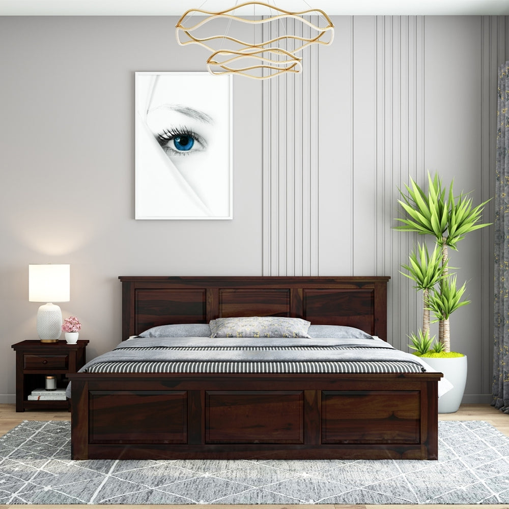 Stainfleld Solid Wood Queen Size Bed In Walnut Finish
