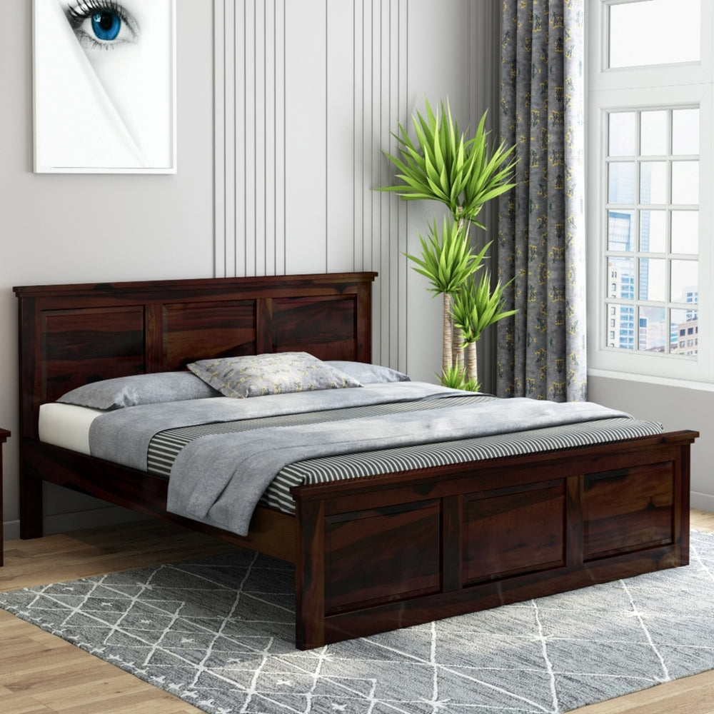 Stainfleld Solid Wood Queen Size Bed In Walnut Finish