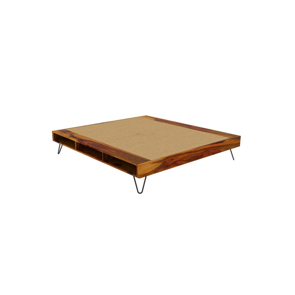 Aurelio Solid Wood King Size Box Storage Bed In Walnut Finish