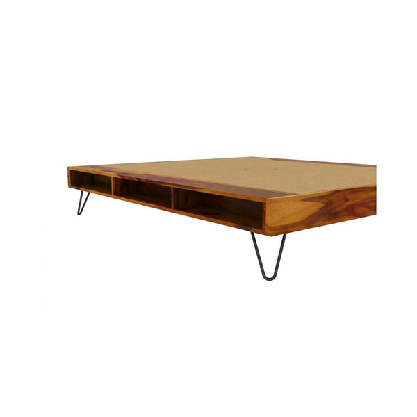 Aurelio Solid Wood King Size Box Storage Bed In Walnut Finish