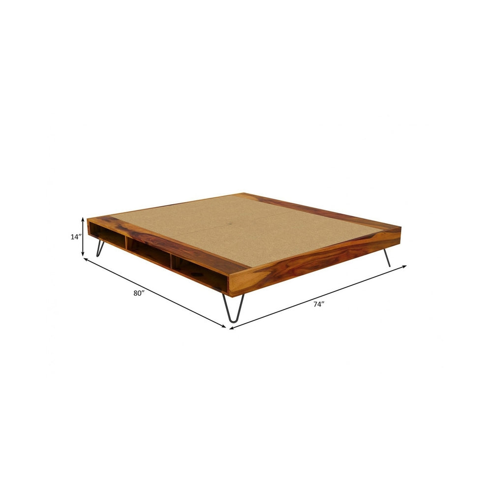 Aurelio Solid Wood King Size Box Storage Bed In Walnut Finish