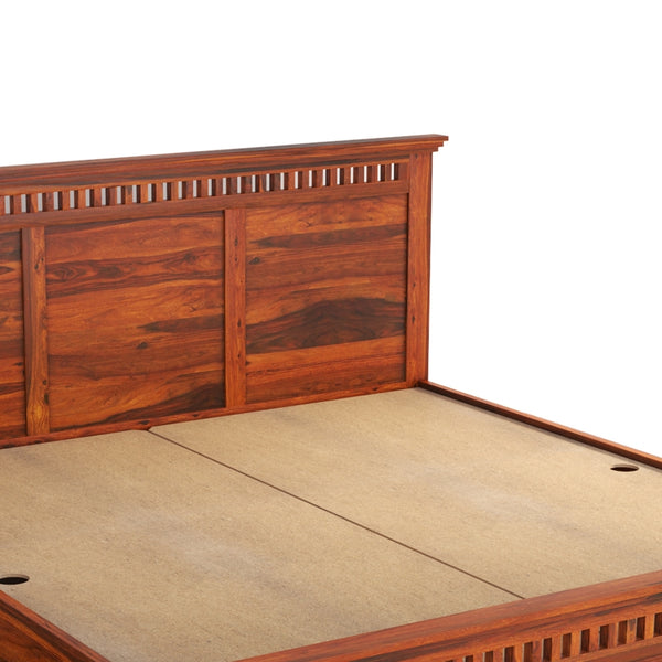 Madhvi Solid Wood King Size Drawer Storage Bed In Honey Oak Finish