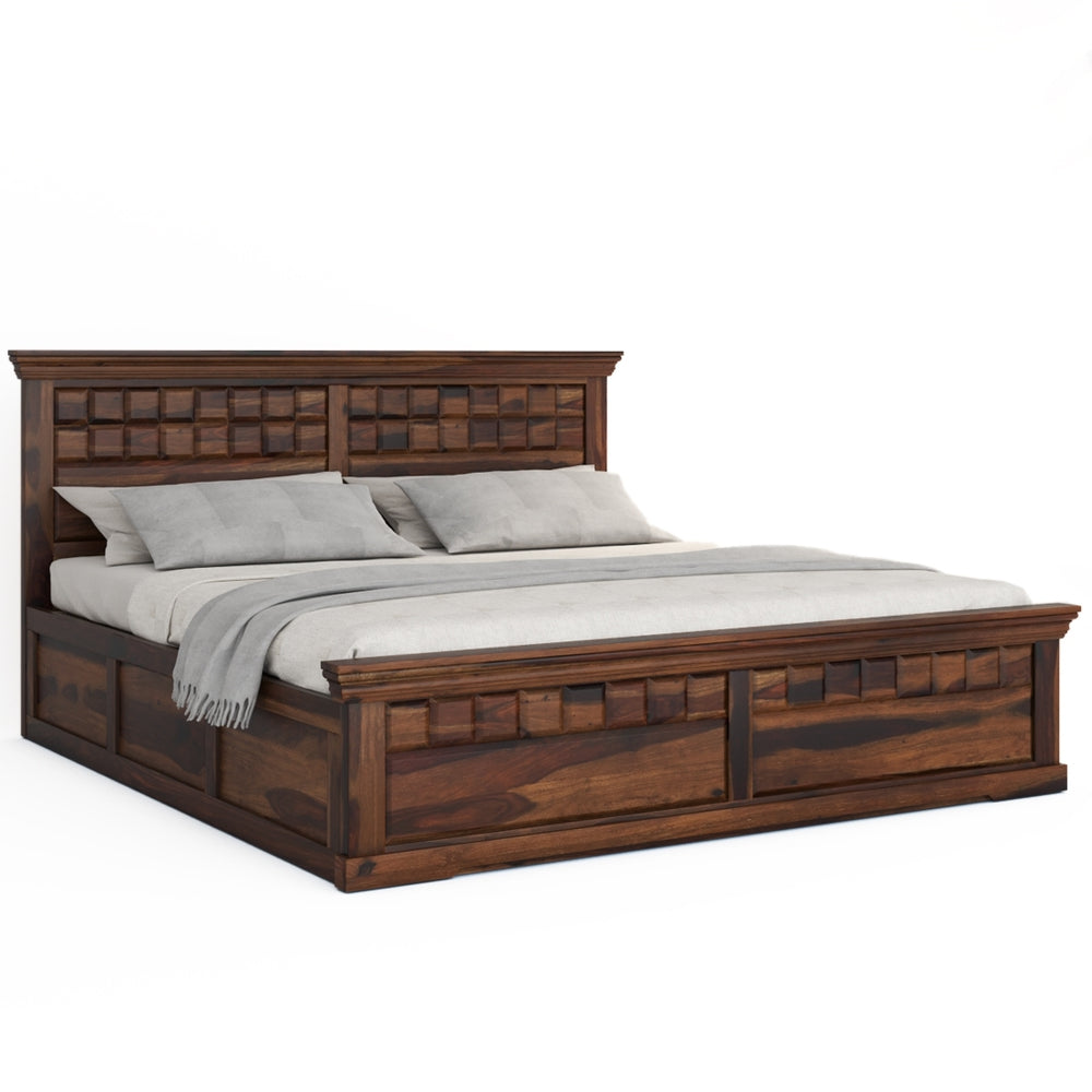 Prashiv Solid Wood King Size Drawer Storage Bed In Provincial Teak Finish
