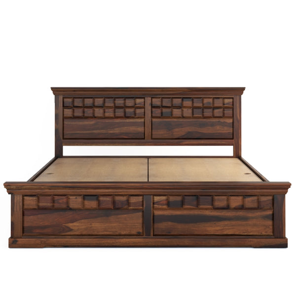 Prashiv Solid Wood King Size Drawer Storage Bed In Provincial Teak Finish