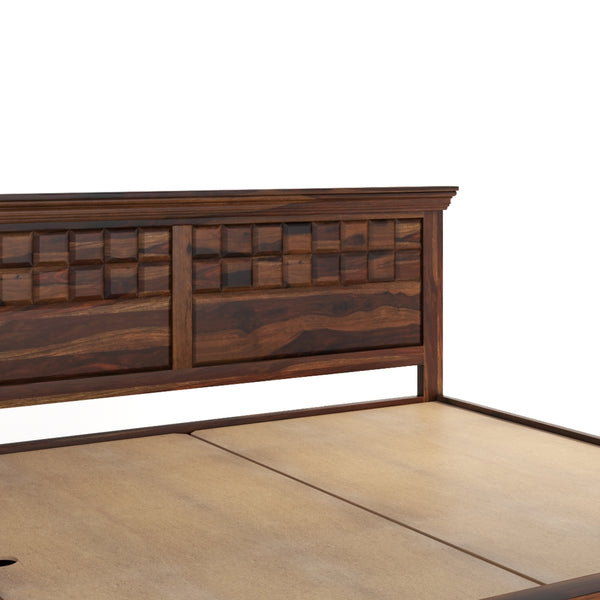 Prashiv Solid Wood King Size Drawer Storage Bed In Provincial Teak Finish