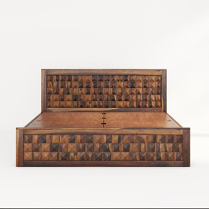 Diamond Solid Wood Queen Size Box Storage Bed In Provincial Teak Finish