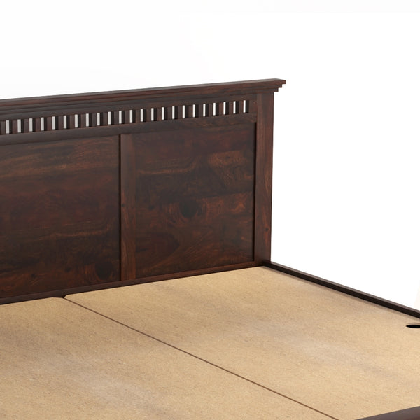 Madhvi Solid Wood Queen Size Drawer Storage Bed In Dark Walnut Finish
