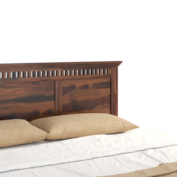 Madhvi Solid Wood Queen Size Drawer Storage Bed In Provincial Teak Finish
