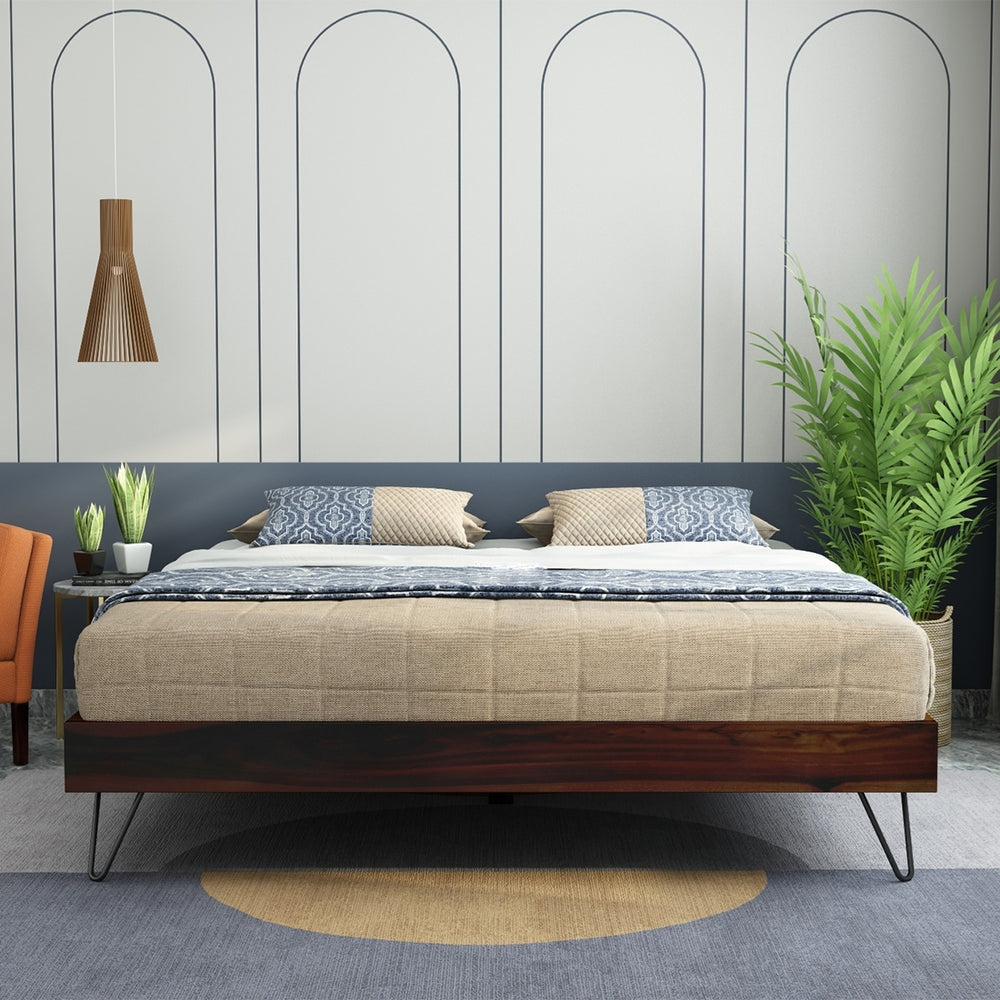 Aurelio Solid Wood Queen Size Box Storage Bed In Walnut Finish