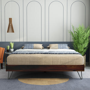 Aurelio Solid Wood Queen Size Box Storage Bed In Walnut Finish