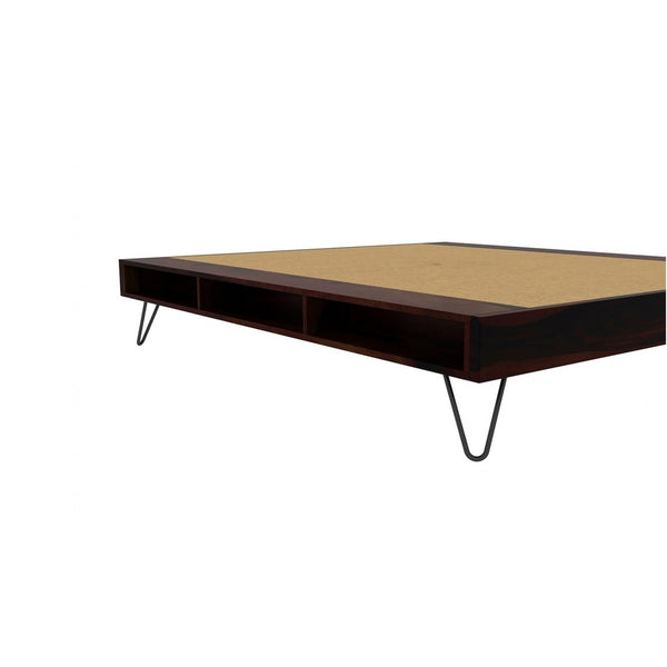 Aurelio Solid Wood Queen Size Box Storage Bed In Walnut Finish