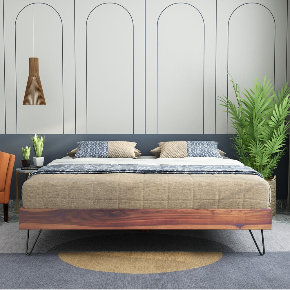 Aurelio Solid Wood Queen Size Box Storage Bed In Teak Finish