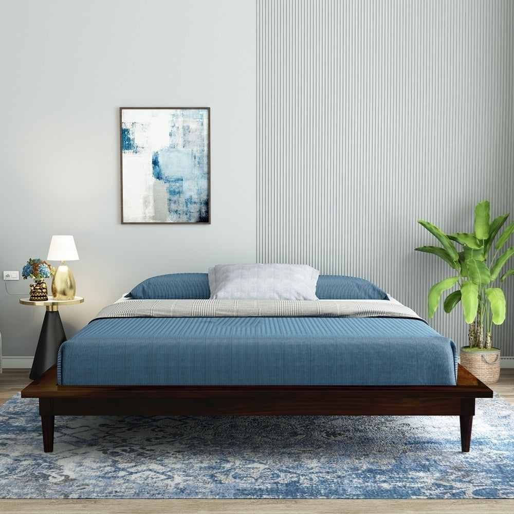 Hatice Solid Wood King Size Bed In Walnut Finish