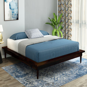 Hatice Solid Wood King Size Bed In Walnut Finish