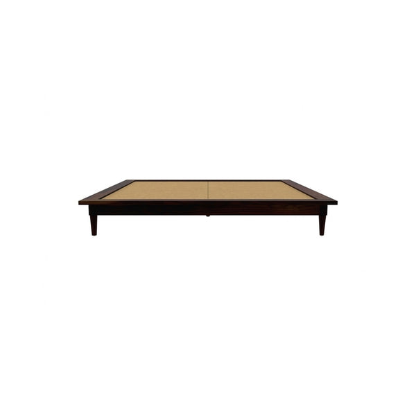 Hatice Solid Wood King Size Bed In Walnut Finish