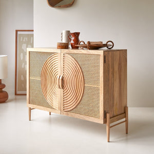 Galatea Solid Mango Wood Cabinet with 2 Door in Natural Finish