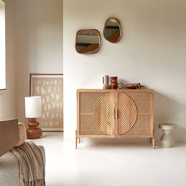 Galatea Solid Mango Wood Cabinet with 2 Door in Natural Finish