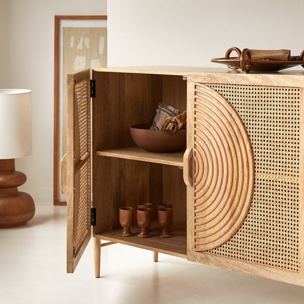 Galatea Solid Mango Wood Cabinet with 2 Door in Natural Finish