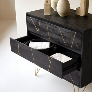 Toriri Solid Mango Wood Chest Of Drawers In Rustic Black Finish