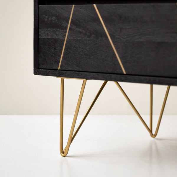 Toriri Solid Mango Wood Chest Of Drawers In Rustic Black Finish