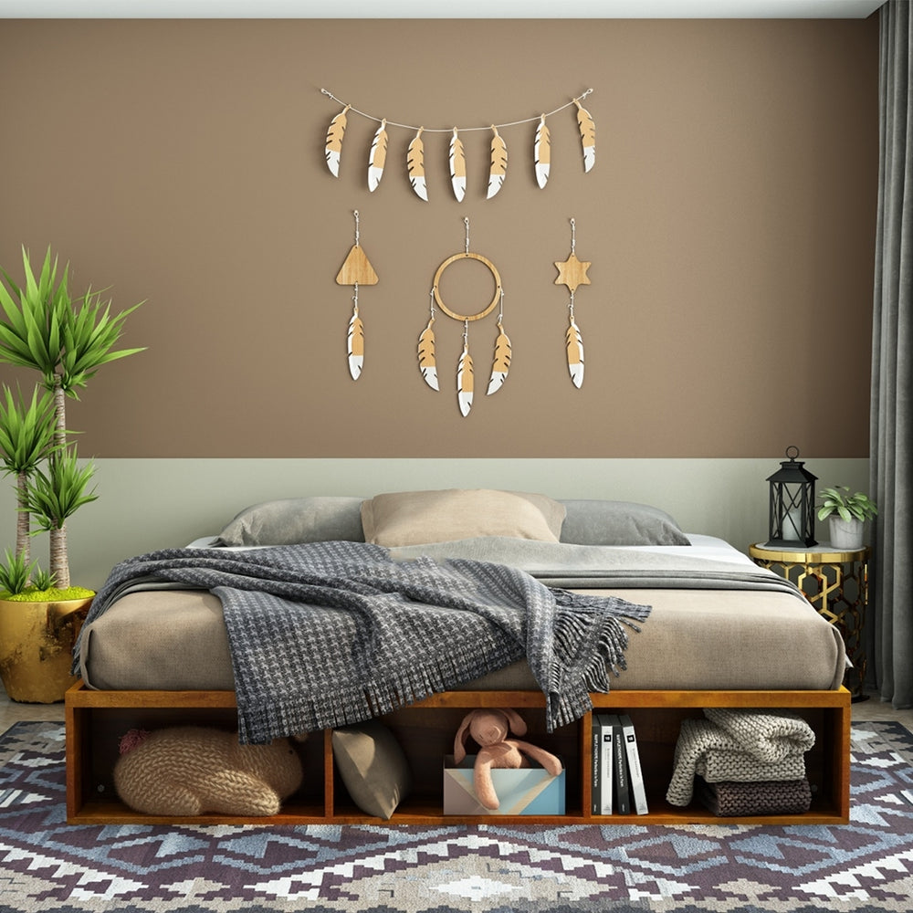 Unicorn Solid Wood King Size Drawer Storage Bed In Honey Oak Finish