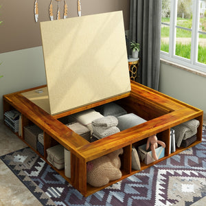 Unicorn Solid Wood King Size Drawer Storage Bed In Honey Oak Finish