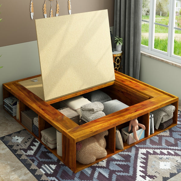 Unicorn Solid Wood King Size Drawer Storage Bed In Honey Oak Finish