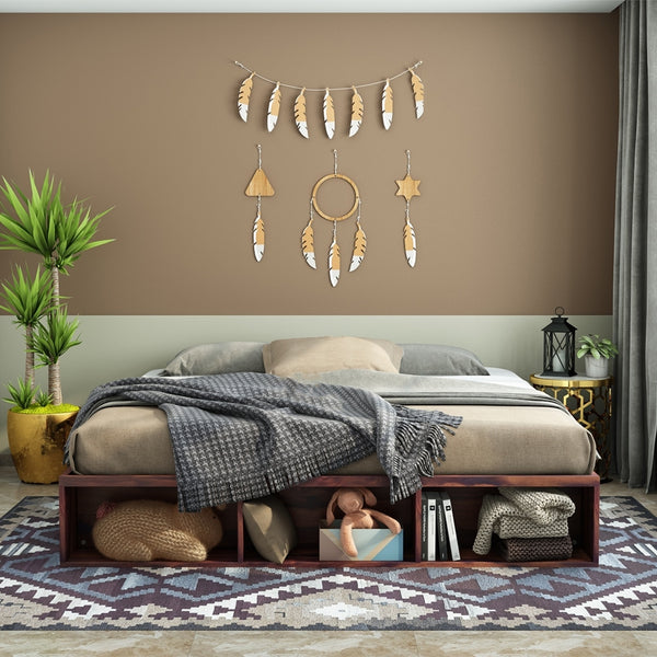Unicorn Solid Wood King Size Drawer Storage Bed In Teak Finish
