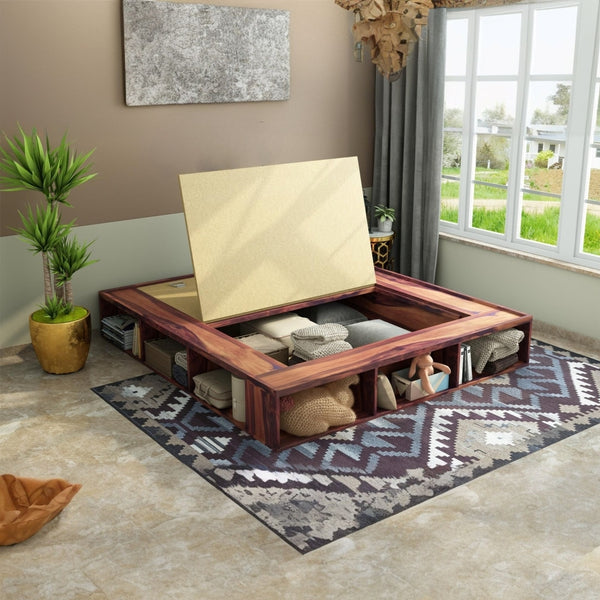 Unicorn Solid Wood King Size Drawer Storage Bed In Teak Finish
