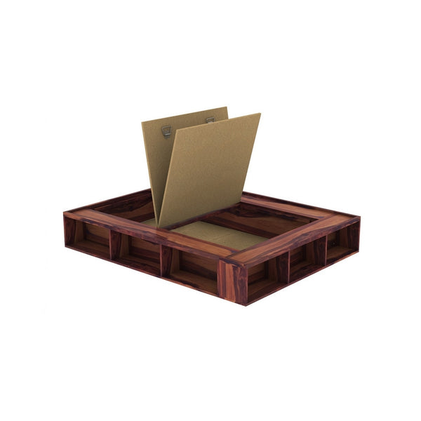 Unicorn Solid Wood King Size Drawer Storage Bed In Teak Finish