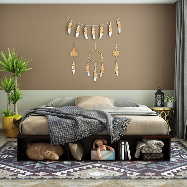 Unicorn Solid Wood King Size Drawer Storage Bed In Walnut Finish