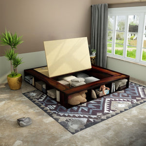 Unicorn Solid Wood King Size Drawer Storage Bed In Walnut Finish