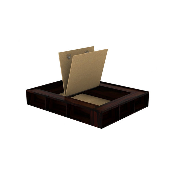 Unicorn Solid Wood King Size Drawer Storage Bed In Walnut Finish