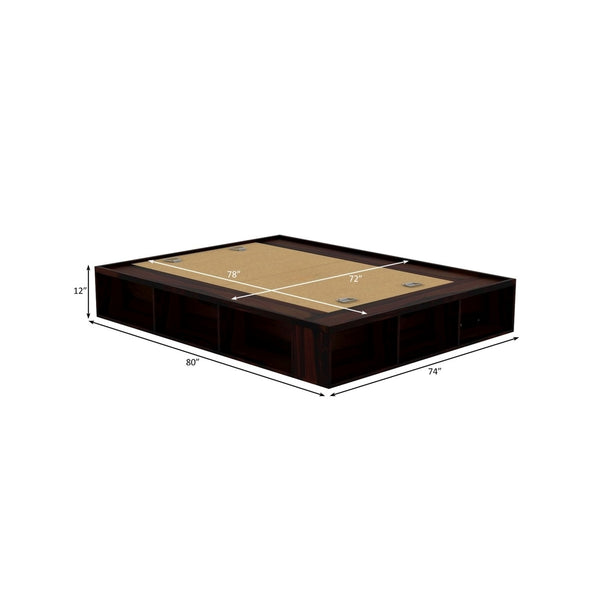 Unicorn Solid Wood King Size Drawer Storage Bed In Walnut Finish