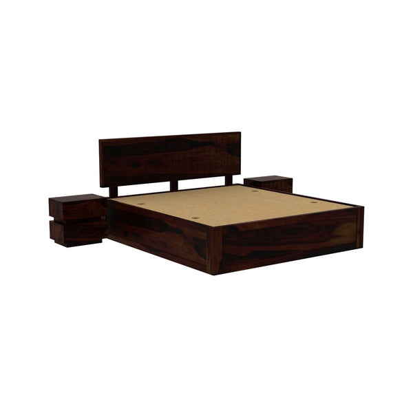 Xiomara Solid Wood King Size Box Storage Bed In Walnut Finish