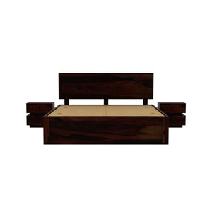 Xiomara Solid Wood King Size Box Storage Bed In Walnut Finish