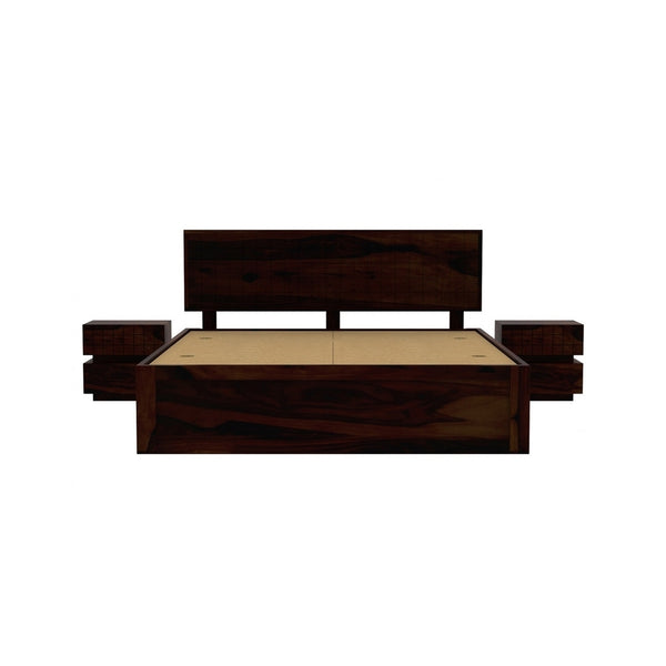 Xiomara Solid Wood King Size Box Storage Bed In Walnut Finish
