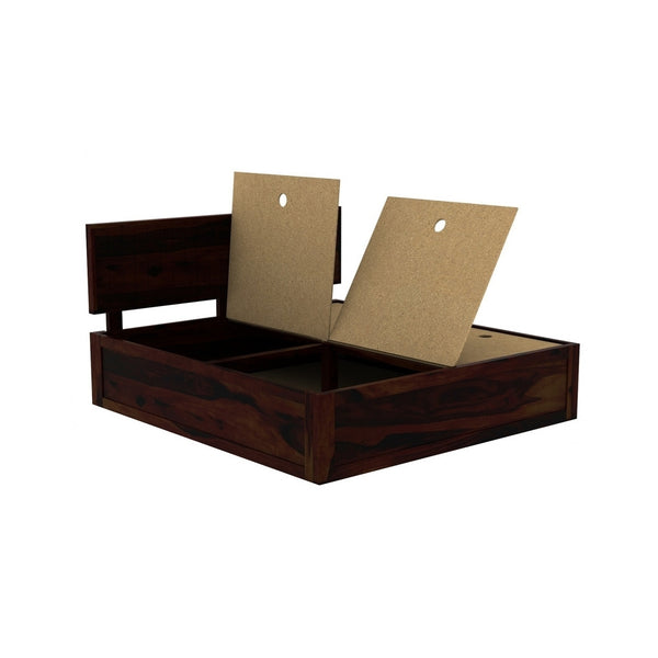 Xiomara Solid Wood King Size Box Storage Bed In Walnut Finish