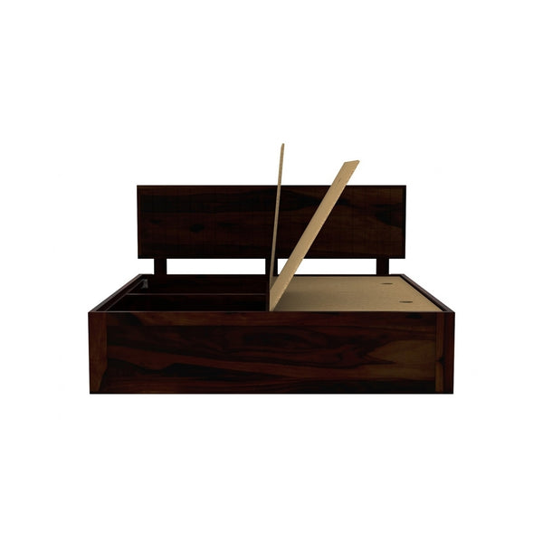 Xiomara Solid Wood King Size Box Storage Bed In Walnut Finish