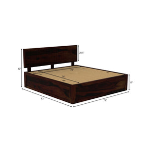Xiomara Solid Wood King Size Box Storage Bed In Walnut Finish