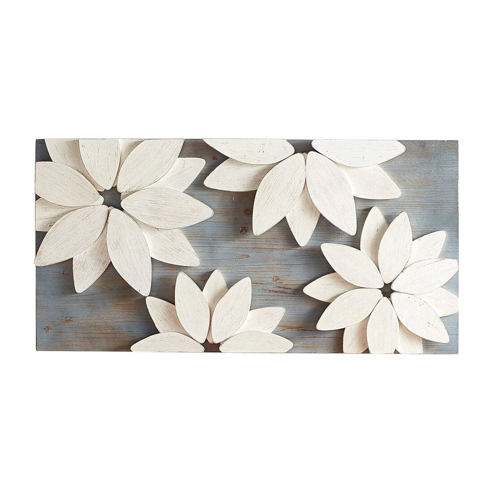White Solid Wood Flower Wall Art