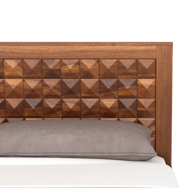 Keaton Solid Wood King Size Drawer And Box Storage Bed In Brown Finish