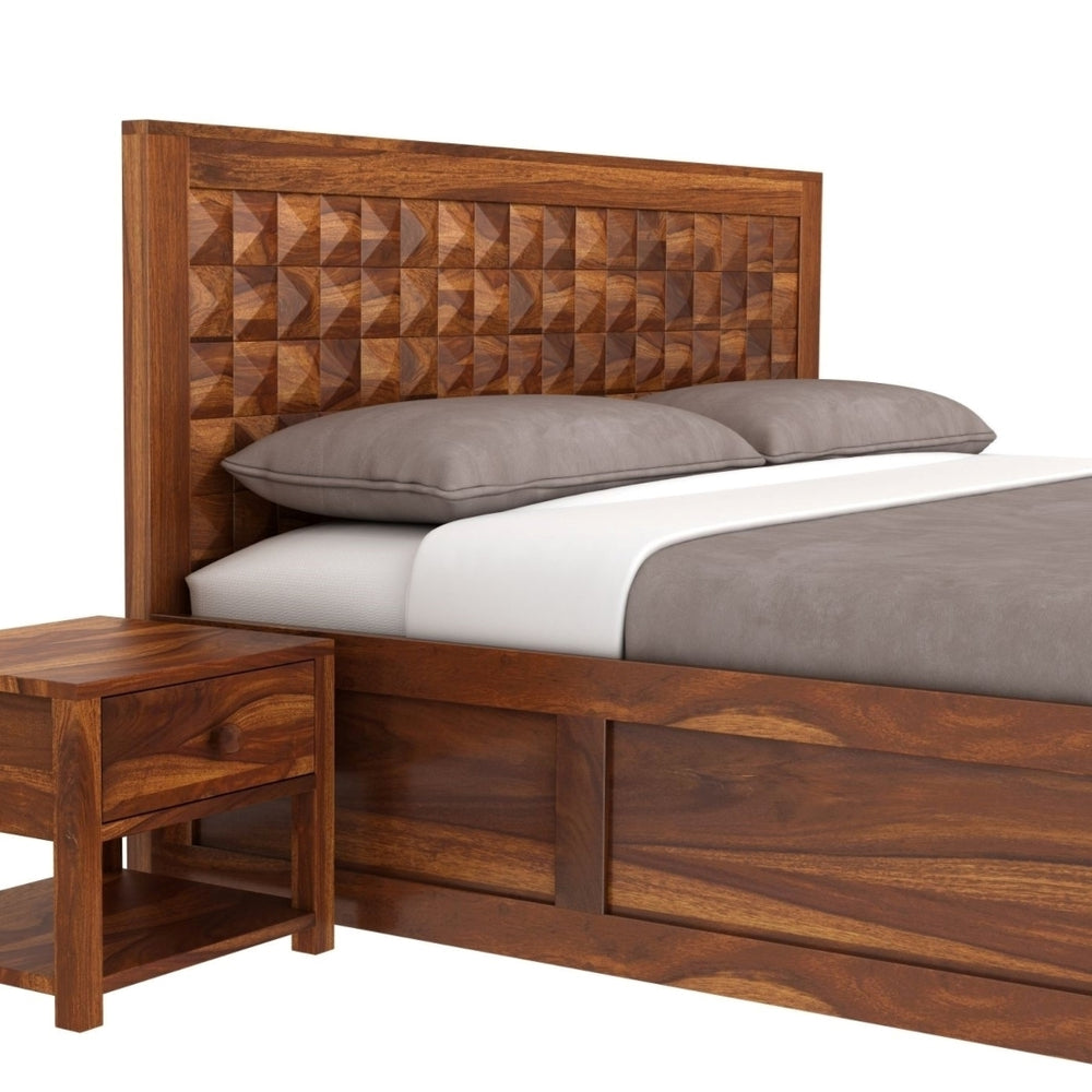 Keaton Solid Wood King Size Drawer And Box Storage Bed In Brown Finish