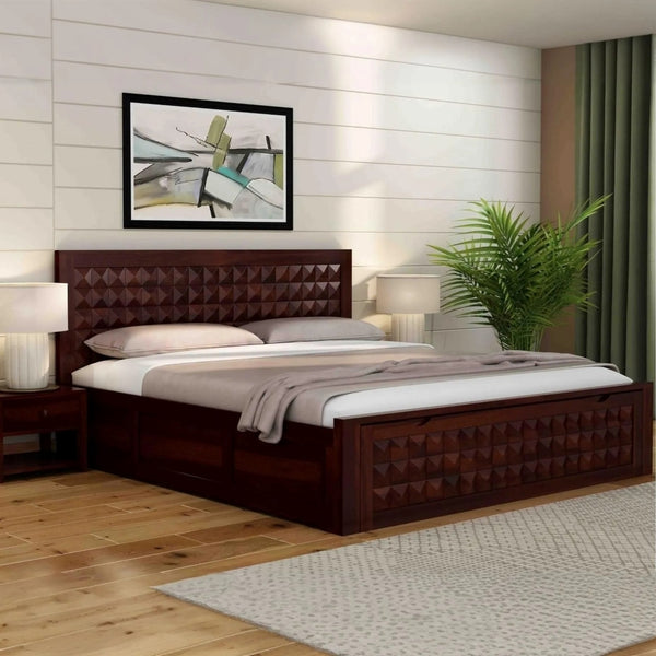 Rickman Solid Wood King Size Drawer And Box Storage Bed In Walnut Finish