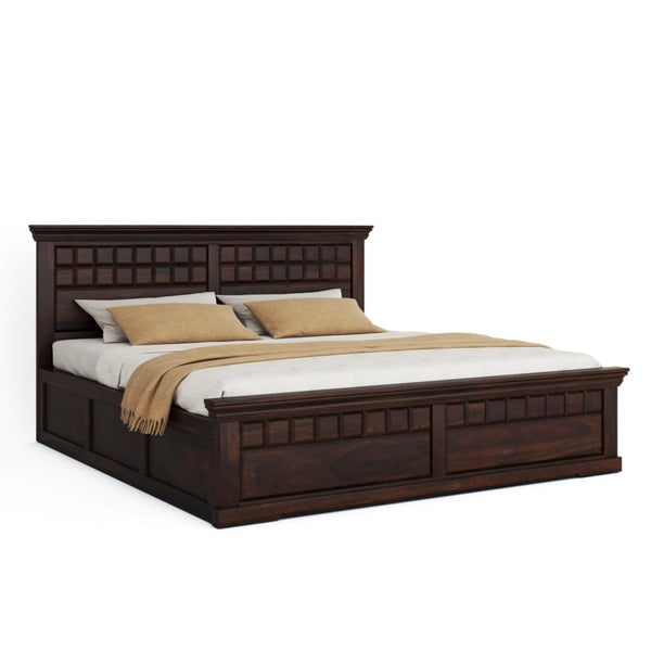 Rickman Solid Wood King Size Drawer And Box Storage Bed In Walnut Finish