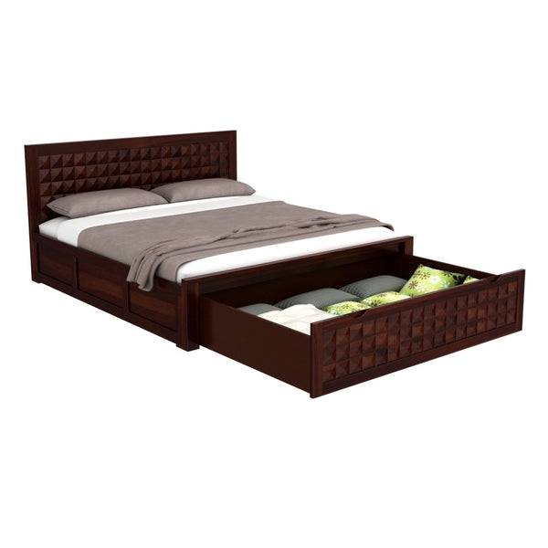 Rickman Solid Wood King Size Drawer And Box Storage Bed In Walnut Finish