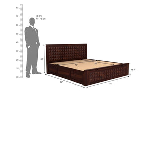 Rickman Solid Wood King Size Drawer And Box Storage Bed In Walnut Finish